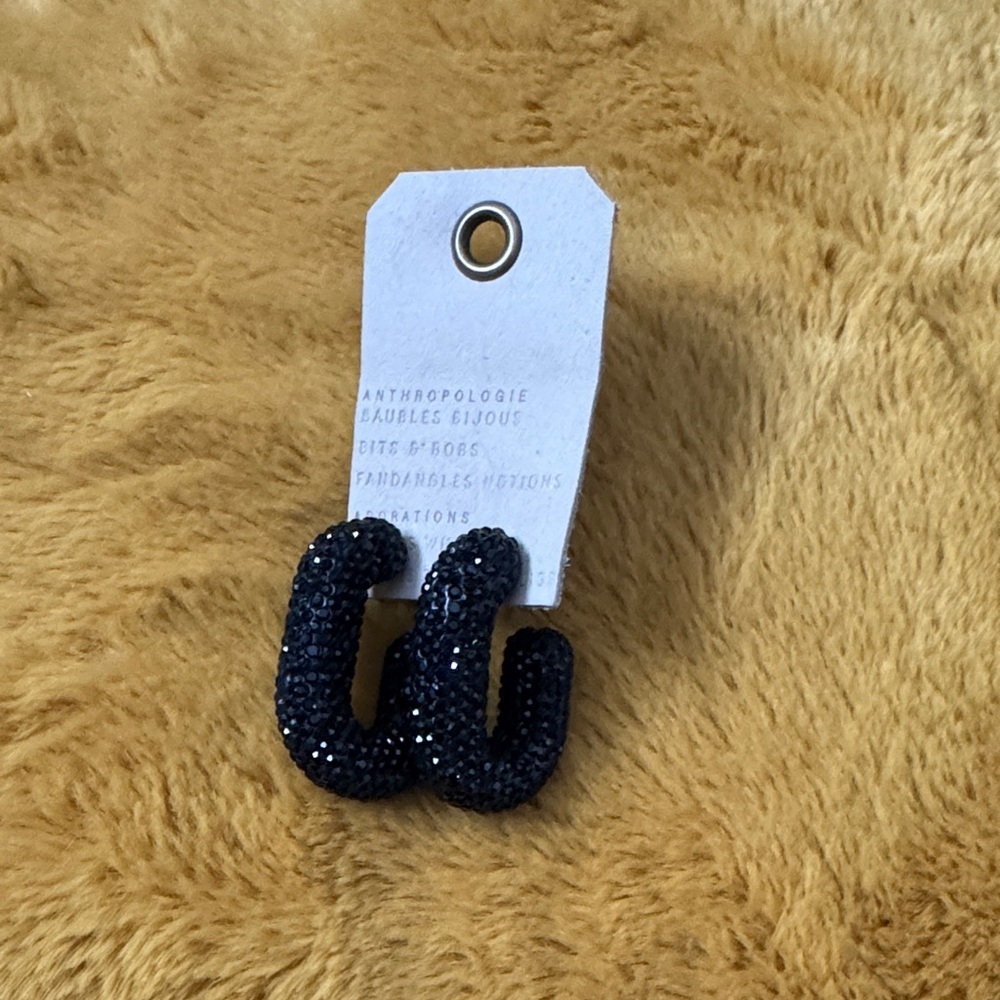 Anthropologie Black Beaded earrings